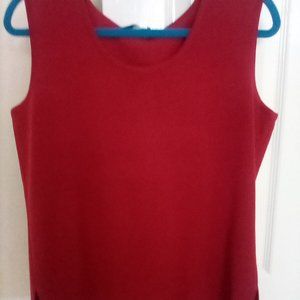 Ming Wang Scoop Neck Knit Tank, Crimson Red Large